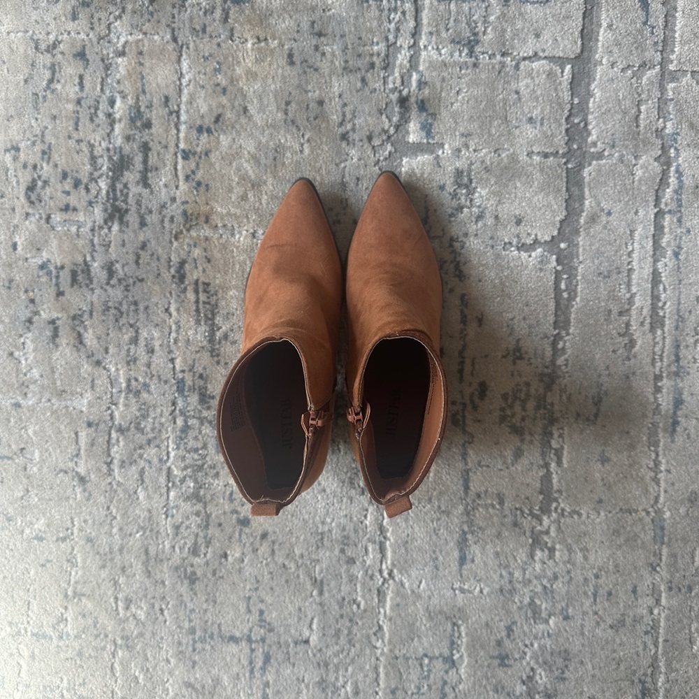 Stylish Tan Suede Ankle Boots - Picture 3 of 10